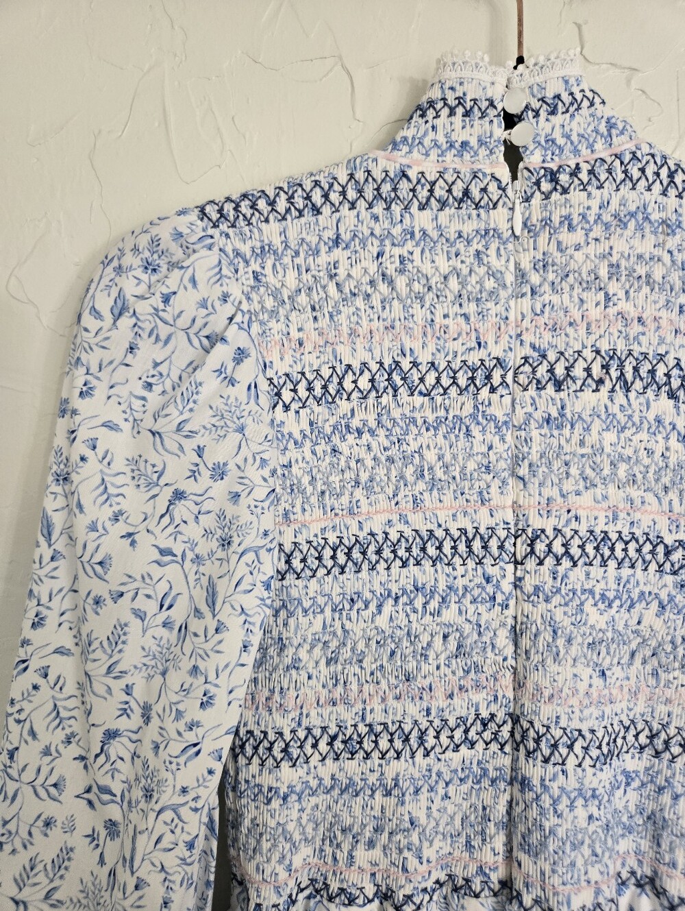 NWT Dondolo x Pencil + Paper Co Smocked Floral Blue White Cottagecore Dress, XS - Picture 7 of 13